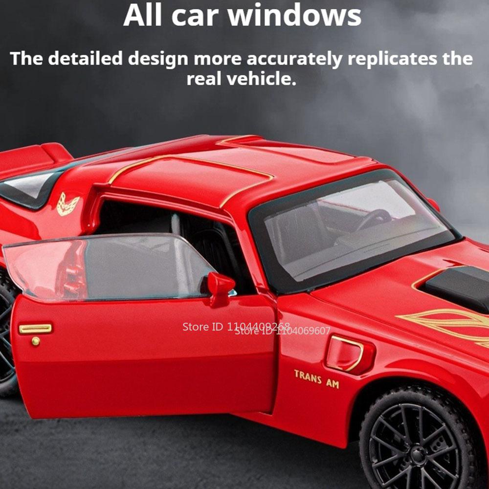 1:32 Firebird Viper Car Model Toy Sound Light Pull Back Vehicle Doors Opened Alloy Diecast Models Kids Collectible Ornaments