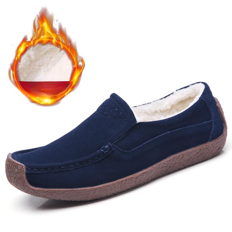 Slip-on Women Genuine Leather Loafers Casual Walking Shoes Elastic Ladies Working Driving Shoes Mother Shoes