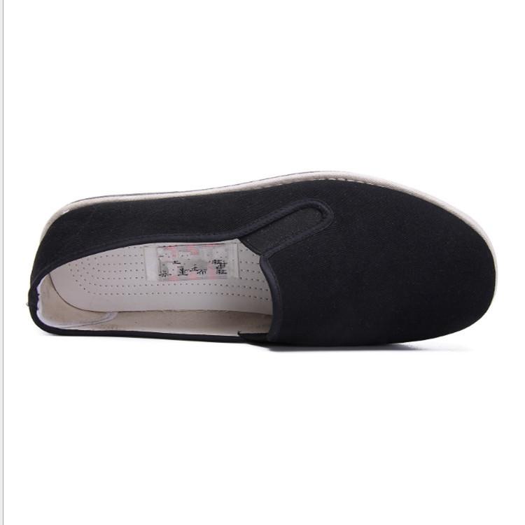 Low-top flat-soled old Beijing cloth shoes, simple solid-color cloth shoes, casual one-pedal lazy round canvas shoes