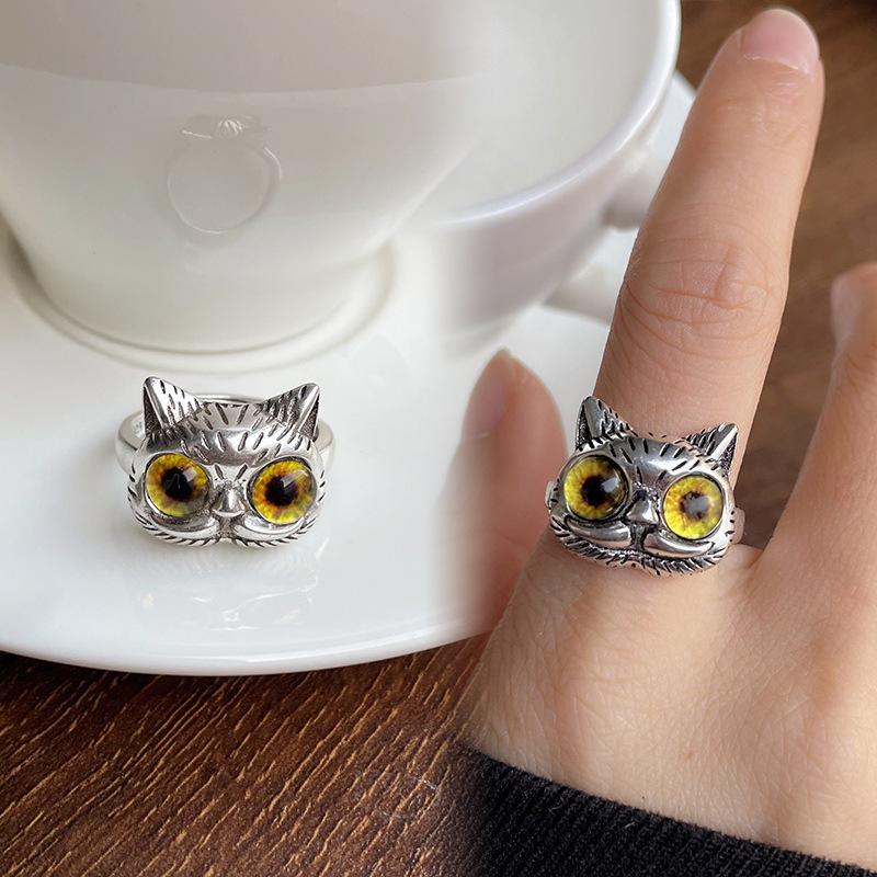 DIMANAF Women Jewelry Steel Ring Elegnat Lady Vintage Cats Rings 2025