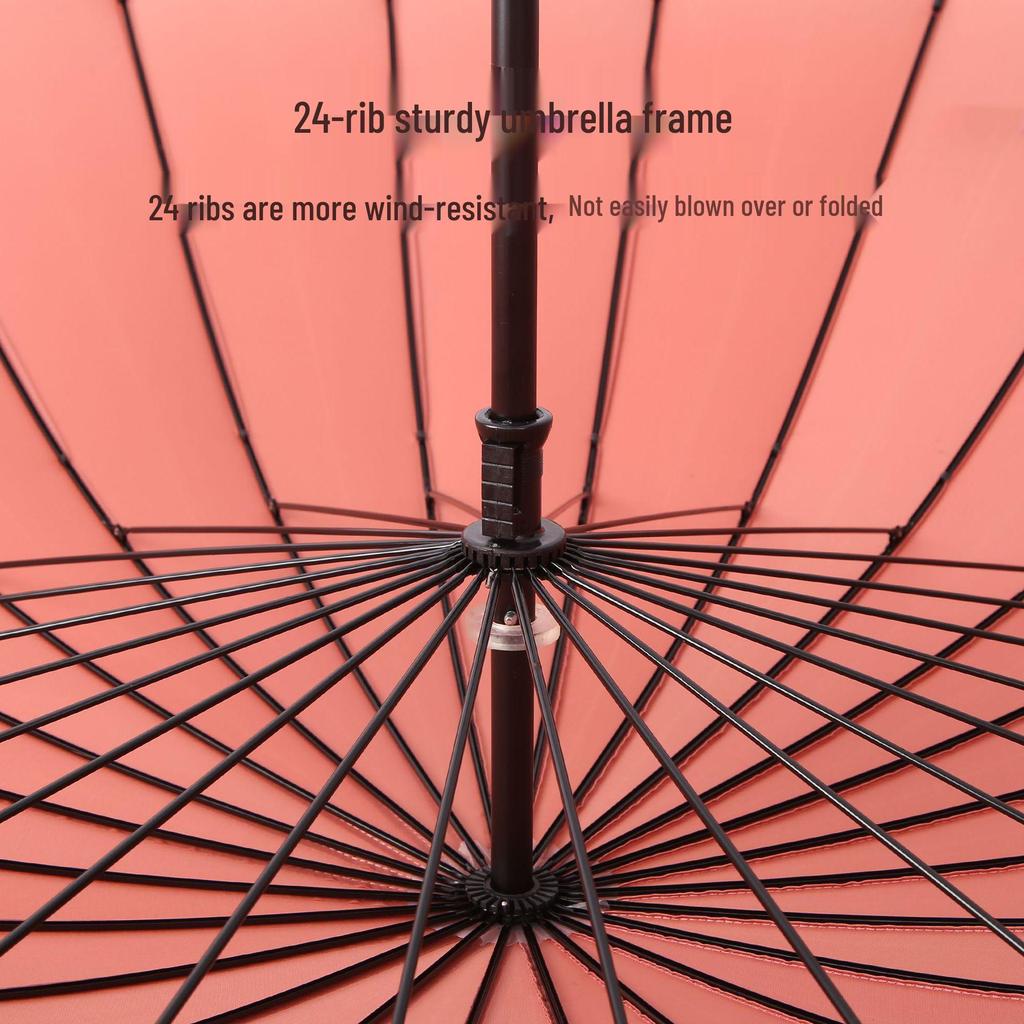 24-Speichen Farbwechselnder Langgriff-Regenschirm für Damen, Extra-Groß, Winddicht, Gebogener Griff, Herren-Stockgriff, Logodesign