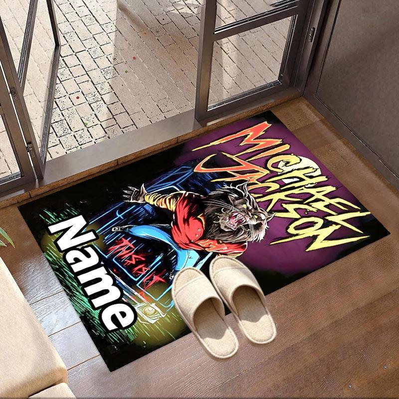 Custom Name Personalized Michael Jackson Print Carpet, Versatile Home Decor Rug, for Playroom, Apartment, Balcony, Entryway, Hallway Gift