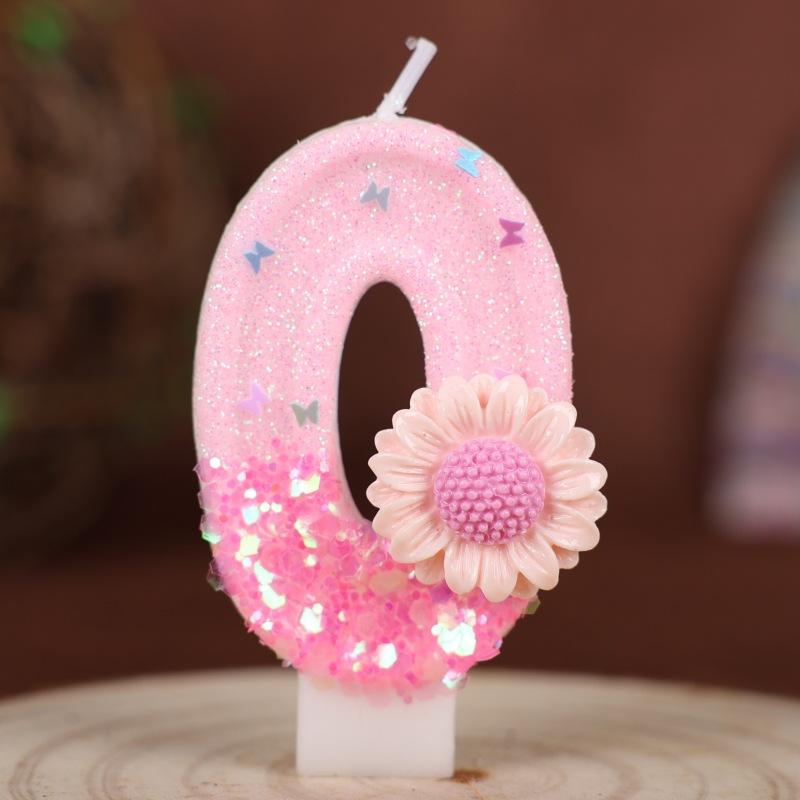 

Creative Pink Flowers Birthday Numbers Candles Party Supplies Cake Decoration Sunflowers 0