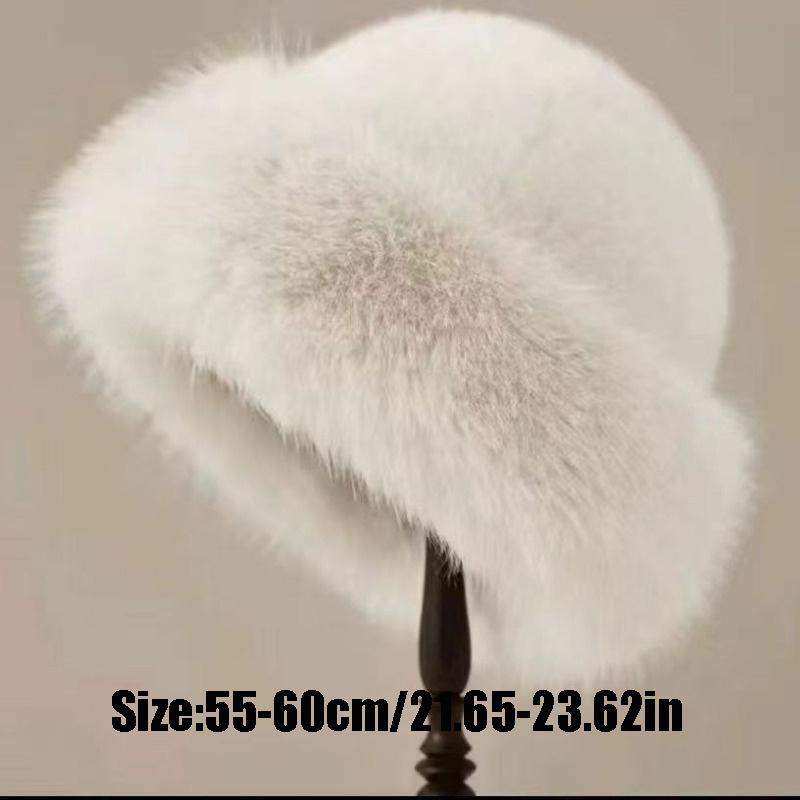 Autumn Winter Thick Warm Women Fashion Cap Simple Fur Hat Brimless Plush Fluffy Skiing Riding Fisherman Imitation Mink Fur Ladies Mongolia Cap Hats