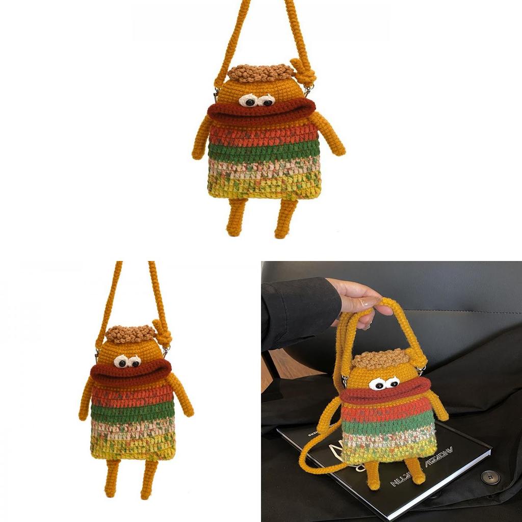 Adorable Knit Phone Pouch With Colorful Accents Small Crossbody Bag For Casual Outings