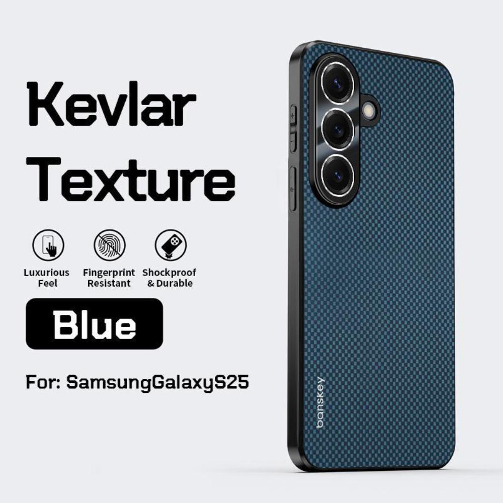 

Classic Kevlar Carbon Fiber Texture Case for Samsung Galaxy S26 S25 S24 S23 Plus Ultra Skin-friendly Matte Drop Protection Cover Galaxy S25 Ultra синій