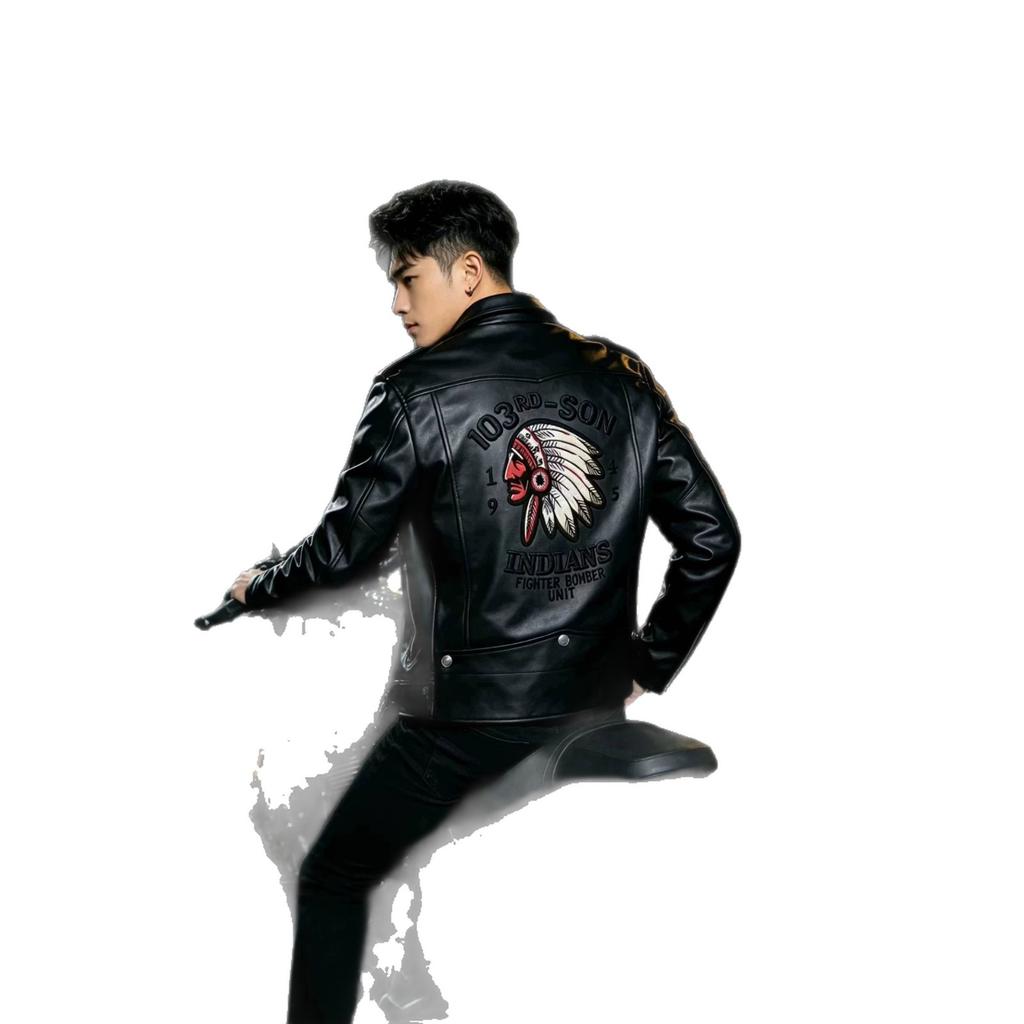 European size leather jacket men's thick autumn and winter coat men's new slim fit European and American trendy washing casual