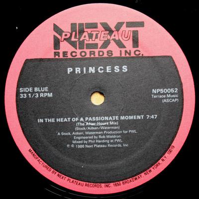 12inch Record PRINCESS - In The Heat Of A Passionate Moment NP50052 Next Plateau Re 1986 US Dance & Electronica Used
