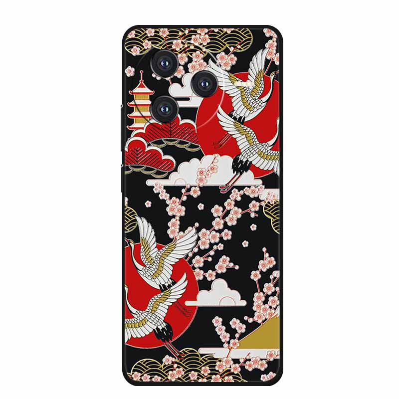Für Xiaomi POCO F7 Pro Ultra Hülle F7Pro 3D Präge Blume Schwarzes Silikon Weiche Rückseite Hülle Für Redmi K80 Pro Hülle K80Pro Coque