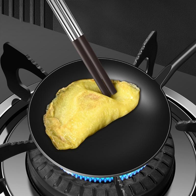 Oil Separators Spoon Wood Handle Iron Spoon Metal Frying Spatula Easy to Clean Kitchen Tool for Cooking and Stir Frying