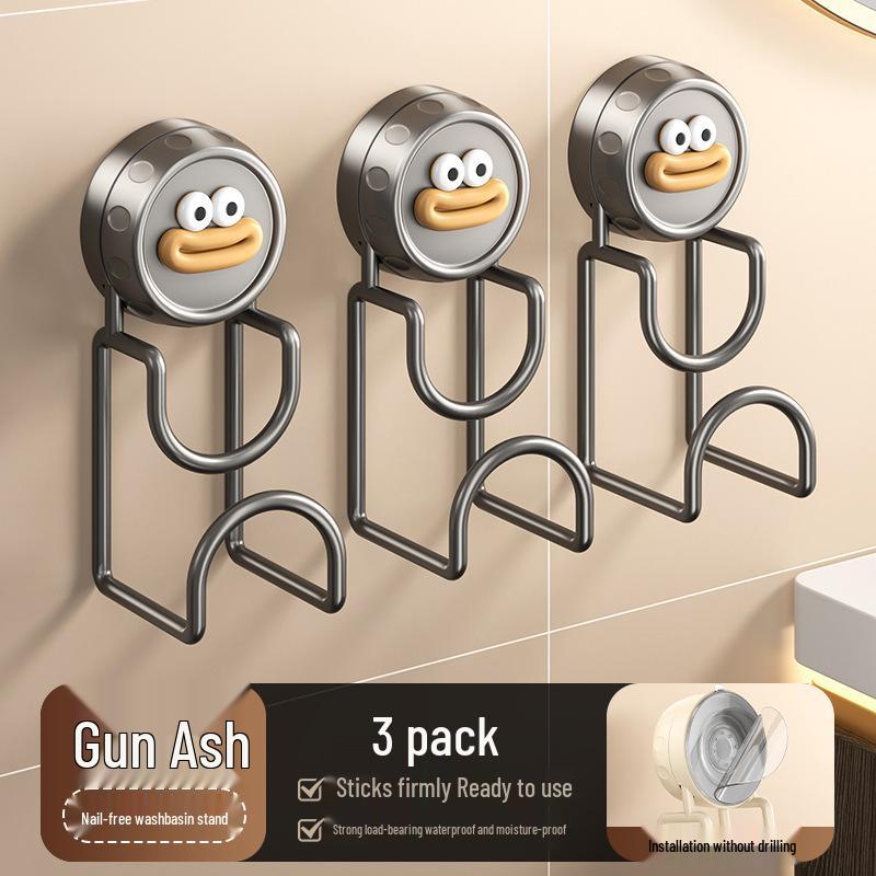 Cartoon Suction Cup No-Drill Bathroom Basin Rack & Multi-Functional Hook
