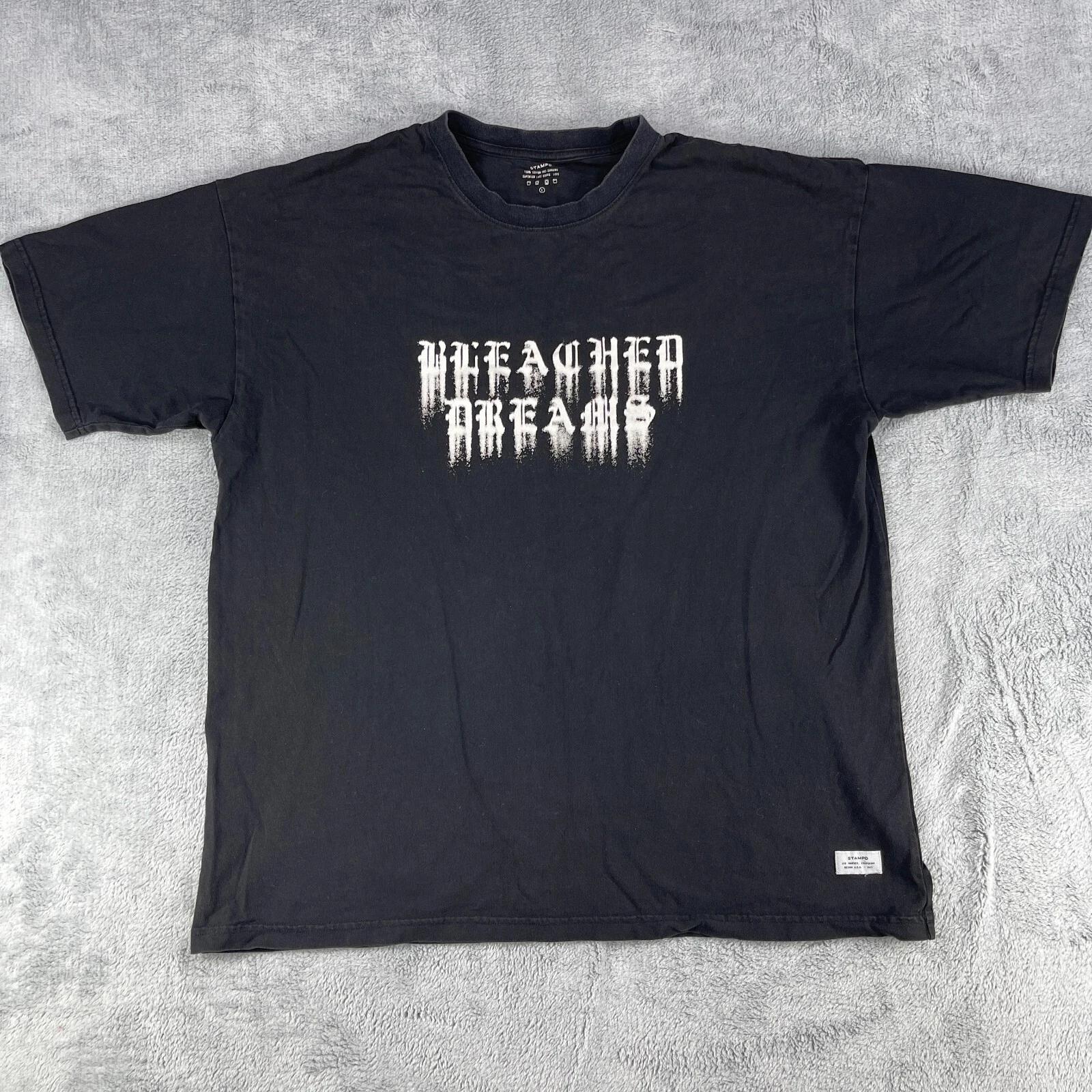 Stampd Bleached Dreams T-Shirt Men s Large Black Graphic 100% Cotton 2XL