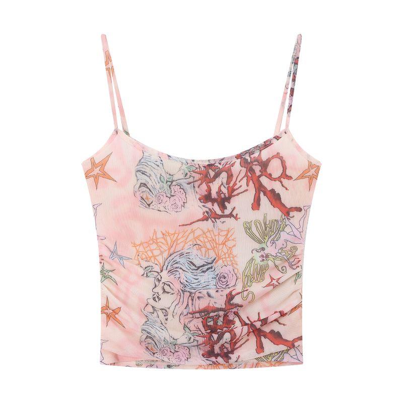 

Сексуальный костюм Pure Desire с ретро-принтом, топ-майка на бретелях-спагетти, женский осенний тонкий кружевной кардиган, верхняя одежда, комплект из двух предметов Print sling L