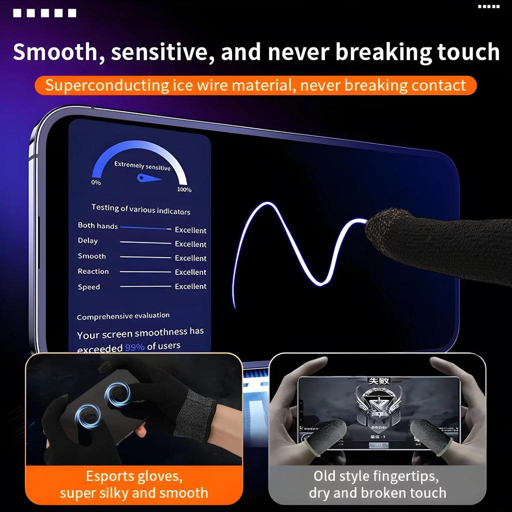 Finger Thumb Sleeve Gloves Breathable Sweat Proof Highly Sensitive Gaming Tablet Gloves for IPhone IPad Samsung Xiaomi Google 5