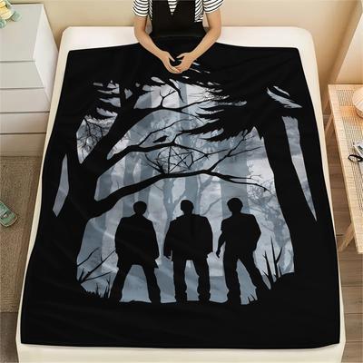 1PC Supernatural Print Flannel Blanket, High Quality All Seasons, Home Decor, Warmth and Comfort, Perfect for Christmas Gifts