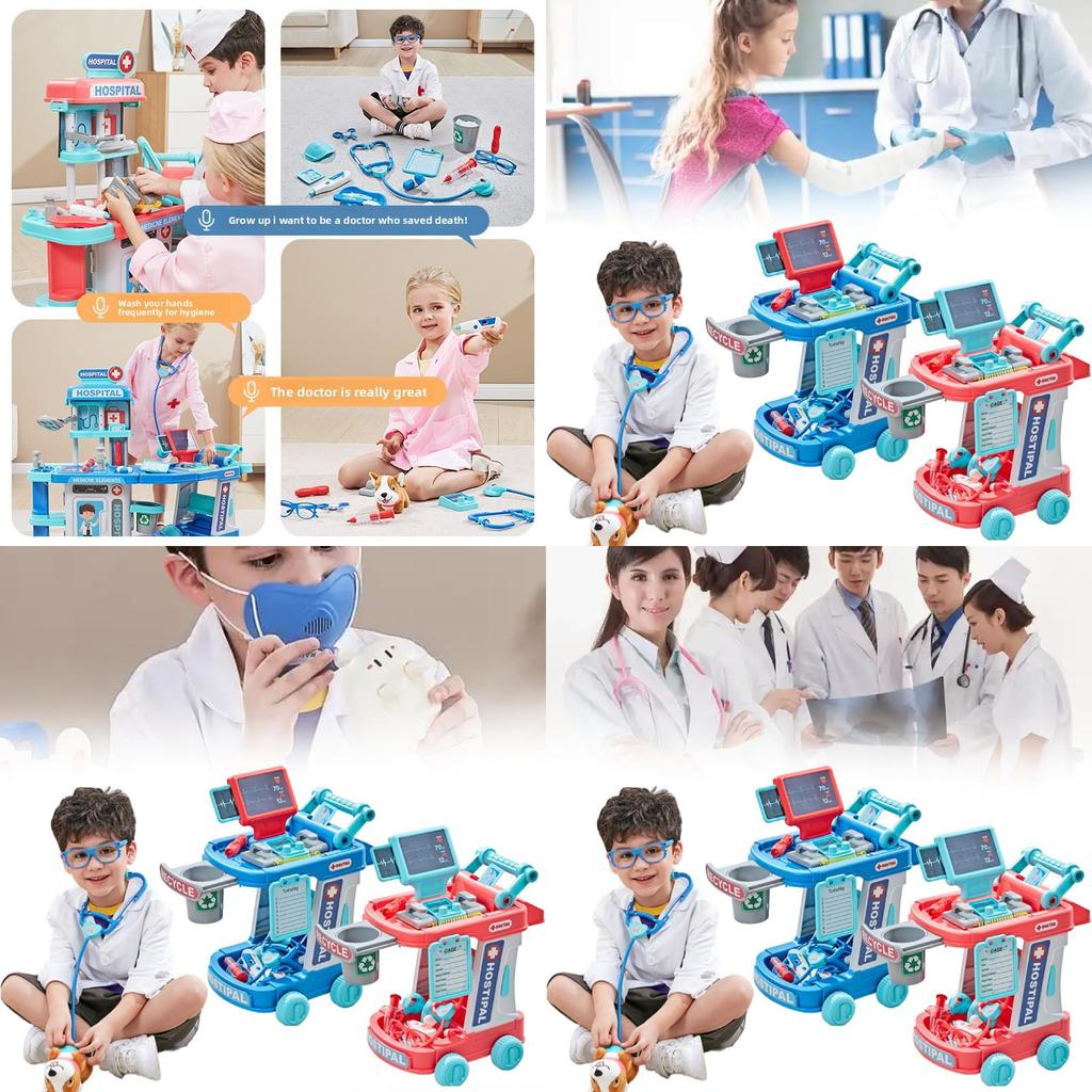Conjunto de Brinquedo Doutor Infantil Com Caixa de Armazenamento e Estetoscópio Para Presente de Crianças