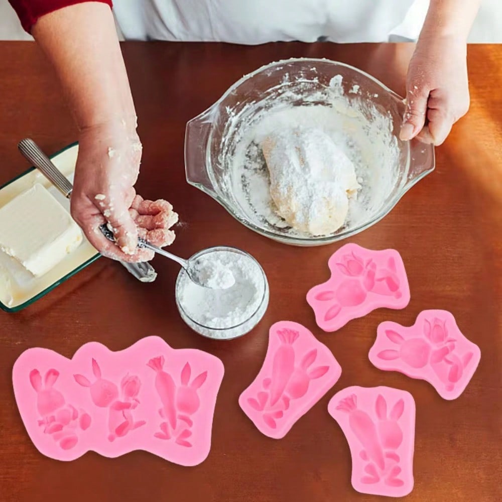 3D Cartoon Easter Bunny Silicone Mold DIY Fondant Mold for Cake Decorating Cupcake Topper Chocolate Decorating Accessories