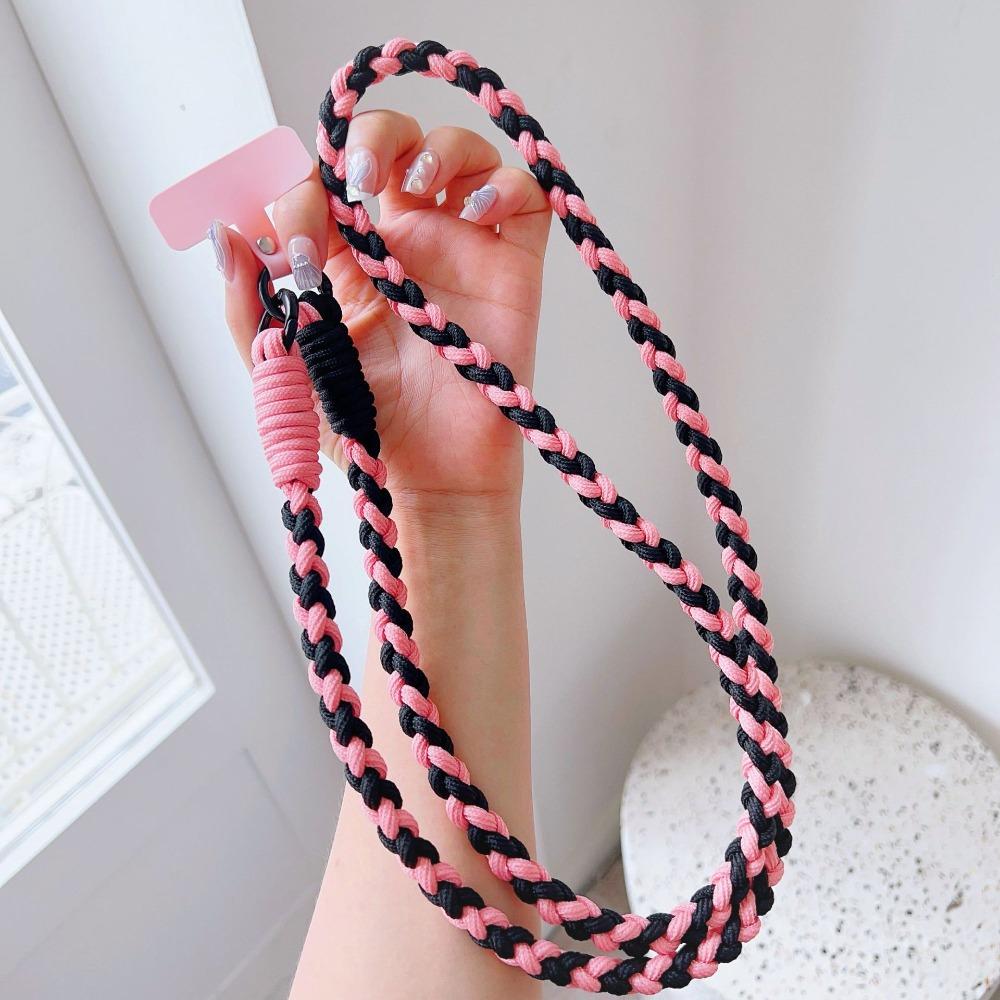 Colorful Lanyard Woven Rope Girls' Crossbody Shoulder Strap Anti-loss Sturdy Lanyard Keychain Four-strand Mobile Phone Lanyard