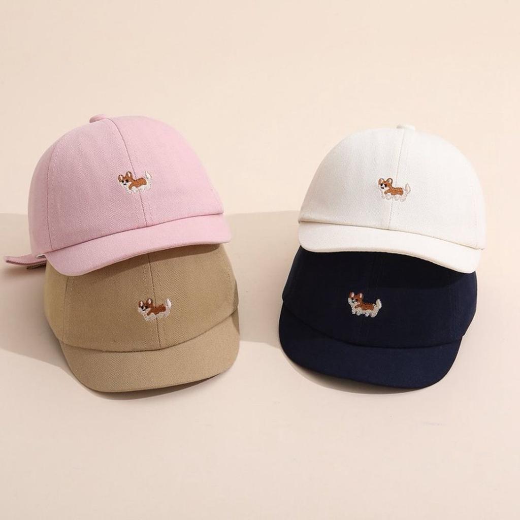 Cute Dog Embroidery Baby Baseball Cap Spring Summer Short Brim Peaked Cap Kids Boys Girls Casual Cartoon Outdoor Sun Hat