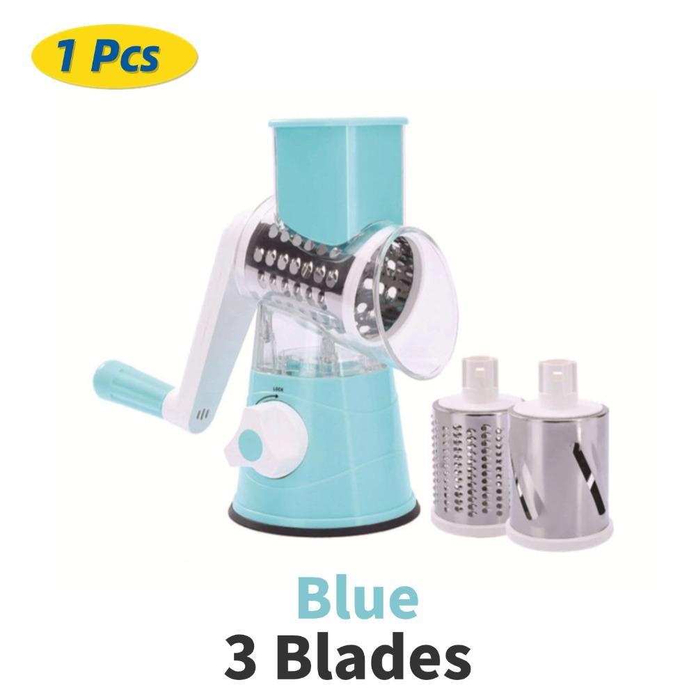 Vegetable Cutter Slicer Manual Kitchen Cheese Chopper Machine With 3 Sharp Drums Multifunctional Garlic Potato Shredder