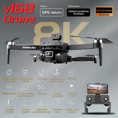 Originální dron V168 PRO MAX GPS 2025 Profesionální 8K HD letecké fotografování se dvěma kamerami všesměrový dron pro vyhýbání se překážkám