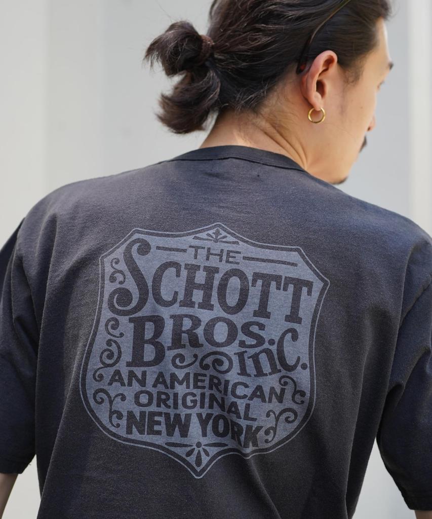 Schott SS T-Shirt Iron Plate Men's Size Small 010 Black 782-4134023