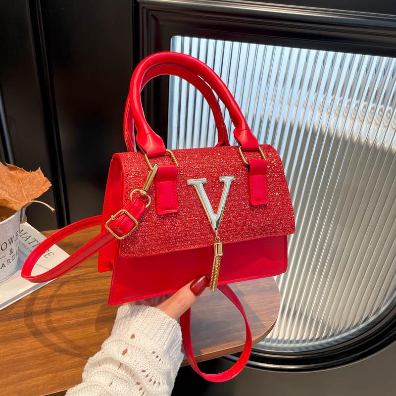 Letter Indentation Niche Bag Women's Fashion Trend Texture Handbag Bag Portable Fringed Messenger Bag