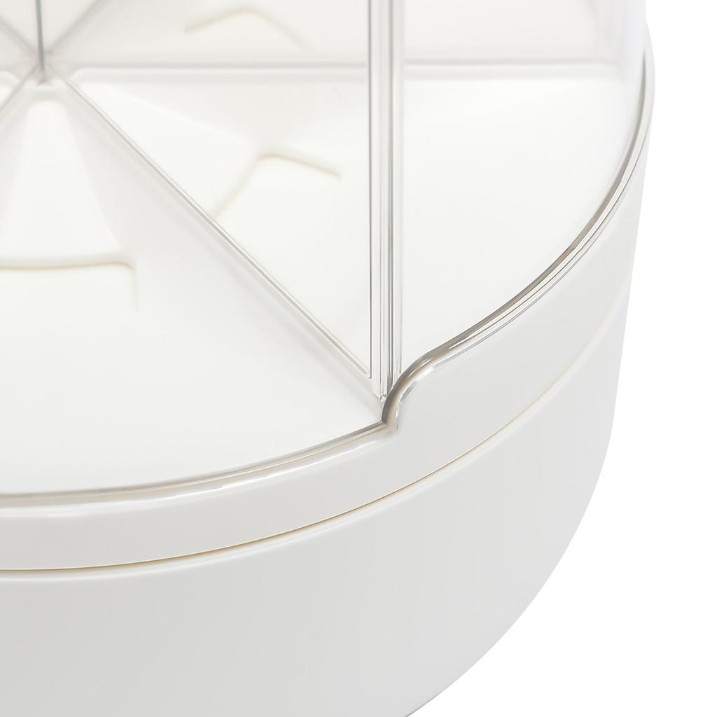 6 Compartment Kitchen Grain Storage Container, White Rotating Dry Food Dispenser for Rice, Beans, Pasta, Cereal, Oats, Flour