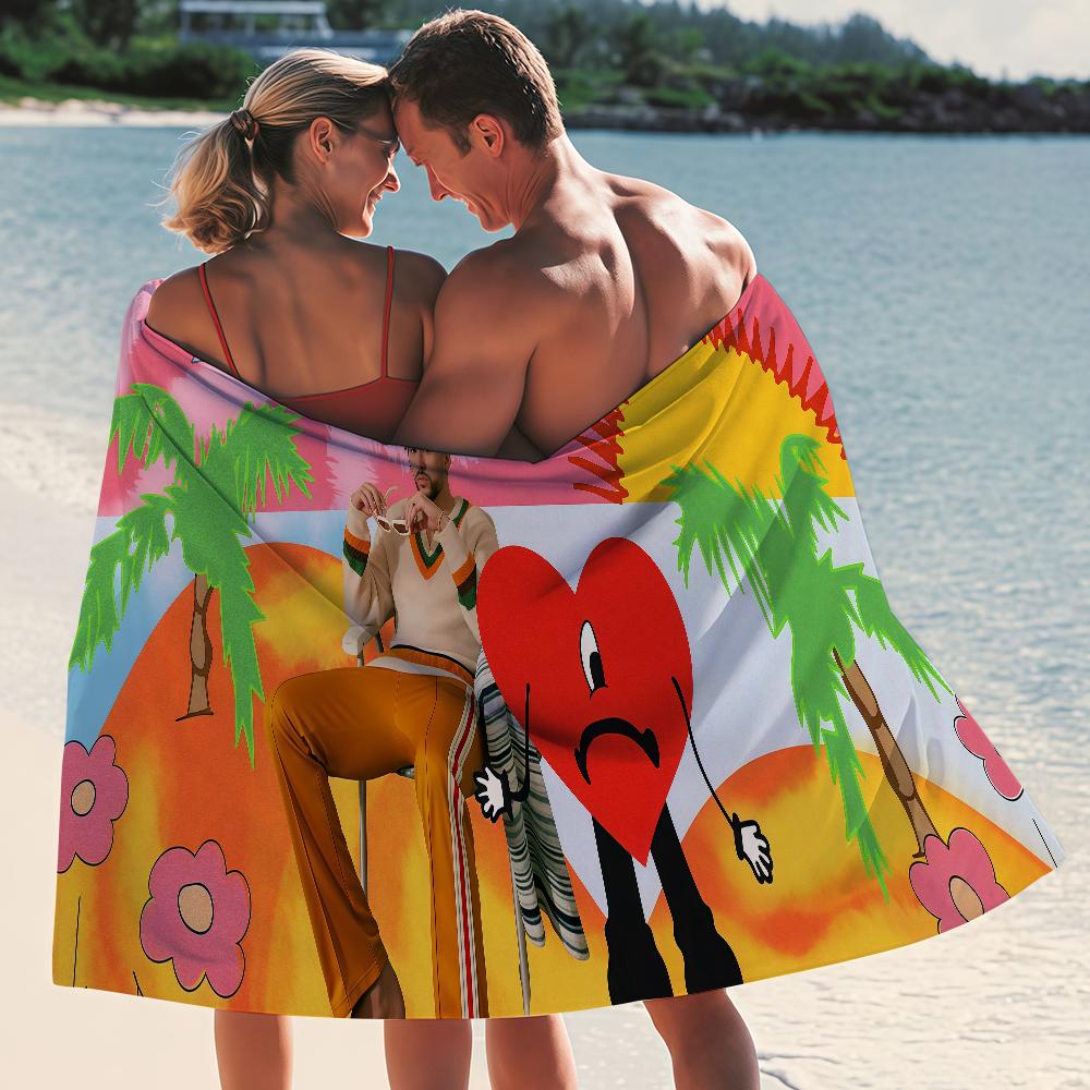 Singer Bad B-Bunny Towel Yoga Gym Yoga Gym Lightweight Portable for Swimming Beach Travel Sports Accessories Sandproof