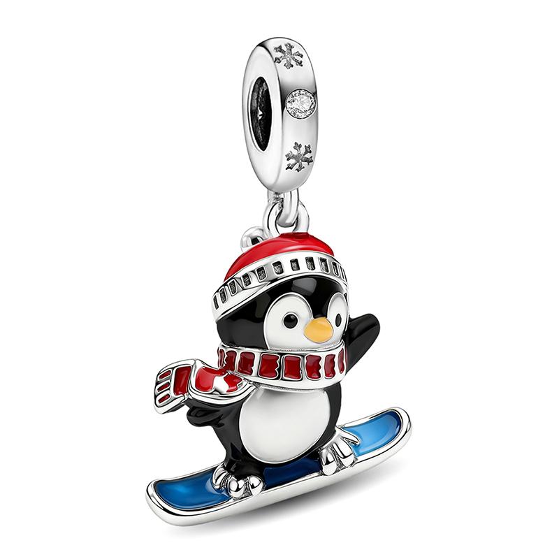 925 Silver Polar Bear Snowflake Hedgehog Winter Charm Bead DIY Bracelet Making High Quality Jewelry Gift