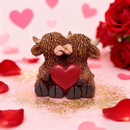 Alla hjärtans dag Höglandsboskap Figurin Harts Kärlekshjärta Höglandsboskap Staty Romantisk Gårdsbordsprydnad för Kök Trappstegshylla Heminredning
