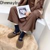 Projektanckie Vintage Damskie Ciepłe Futrzane Płaskie Buty Moda Płytkie Klamra Paska Wiosna Jesień Damskie Wygodne Mokasyny Buty
