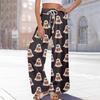 Women Summer Boho Palazzo Pants High Waist Wide Leg Halloween Printing Casual Trousers With Pockets