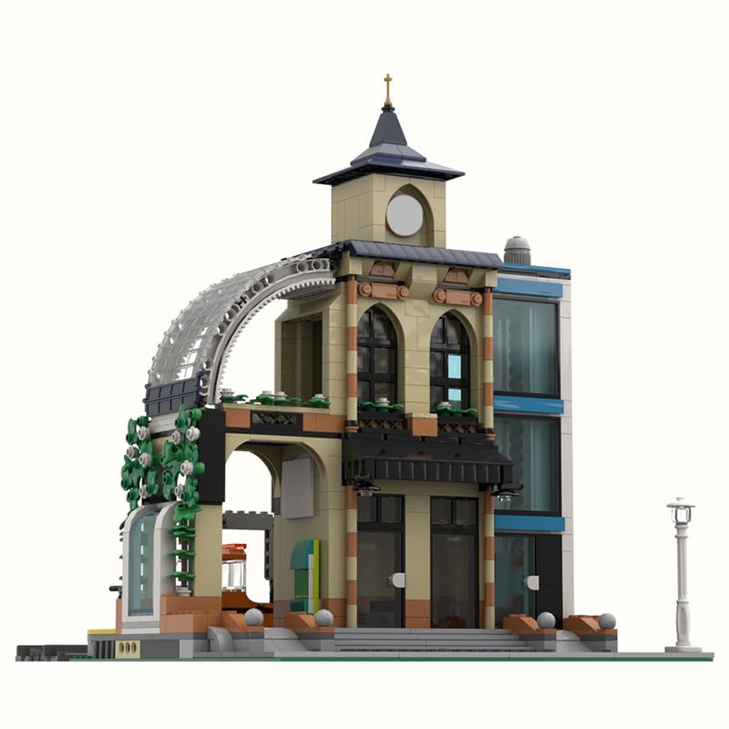 957PCS MOC Street View Central Station Model Custom Building Blocks Architecture DIY Assembly Display Gift Collectible Blocks