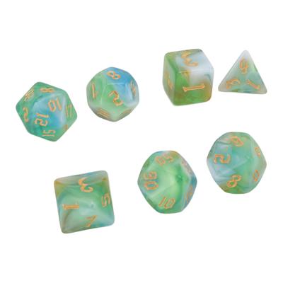 7PCS Polyhedral Number Dice Set Acrylic Table Board Game Dice Toys Waterproof Wear Resistant Type 4