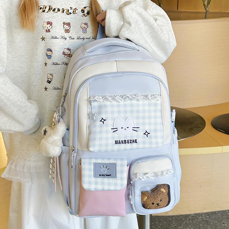 Schoolbag Korean college style cute backpack girl sweet niche dopamine student class schoolbag lightweight backpack