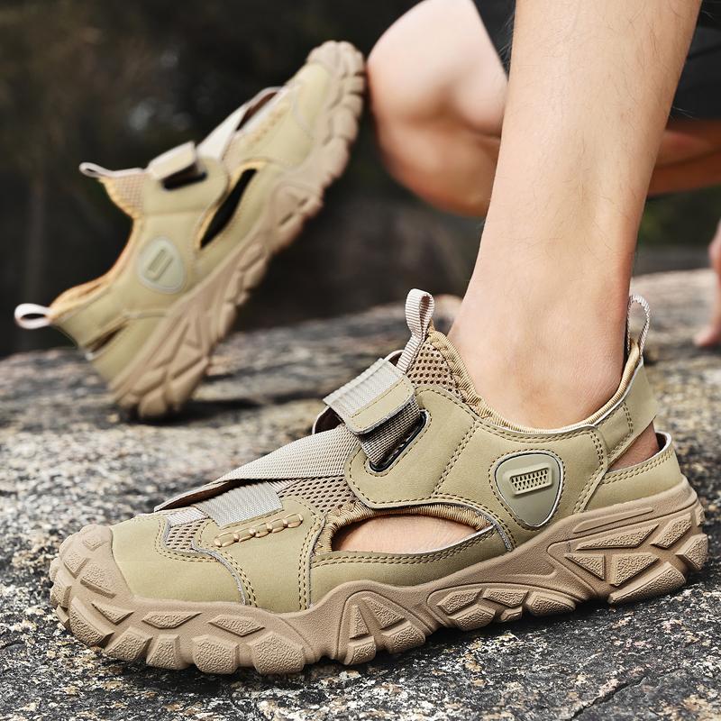 Fashion Anti-collision Toe Male Treking Walking Men's Breathable Mesh Shoes Classic Travel Hiking Shoes Summer All-match Outdoor Sneaker