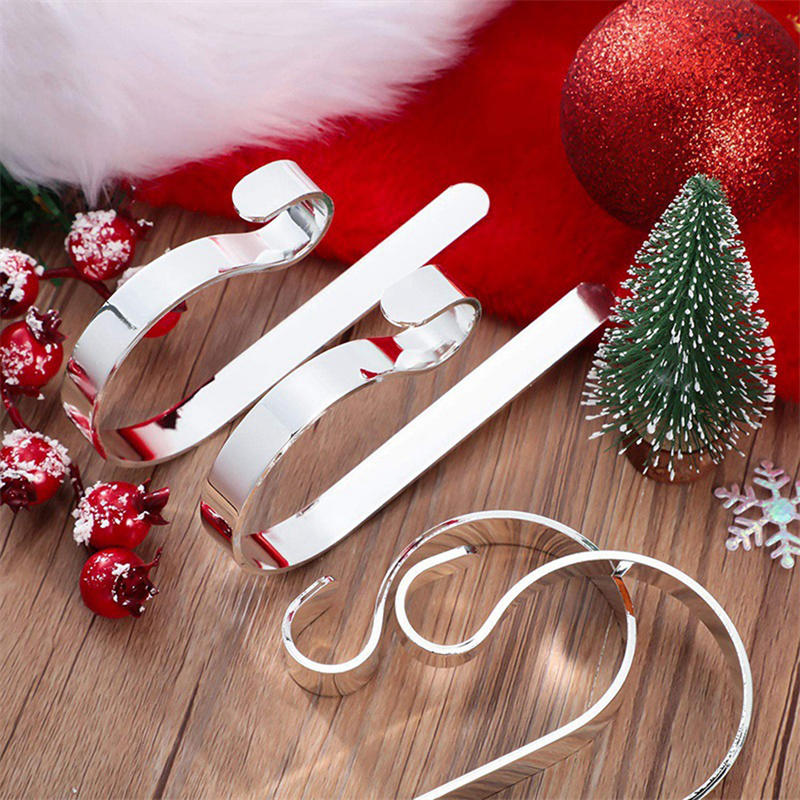Creative Christmas Stocking Holder Hooks Fireplace Mantel Hanger Metal Clothes Hanger Christmas Party Decoration Supplies
