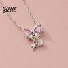 Bow Pendant Necklace Women's Sparkly Necklace Rhinestone Knot High-quality