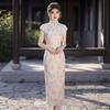 New Chinese Style National Style Improved Cheongsam Dress Retro Unique Beautiful Printing Slim Hip Wrap Dress 1011 Summer