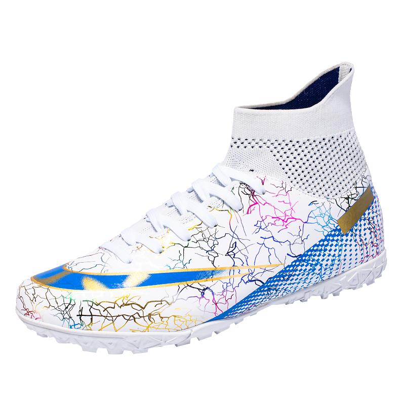 TF/FG Outdoor High Top Long Spikes Football Boots Unisex Youth Kids Training Cleats Sneakers men Non-Slip Society Soccer Shoes