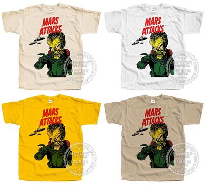 Mars Attack 1996 T SHIRT Tee V39 Movie Poster Vintage Natural All Sizes S To 5XL