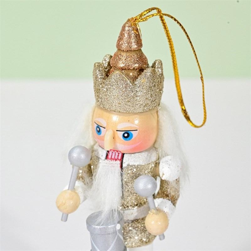 Stylish Nutcrackers Display Ornament Unique Wood Nutcrackers Desk Decoration with Gold and Silver Highlight for Party
