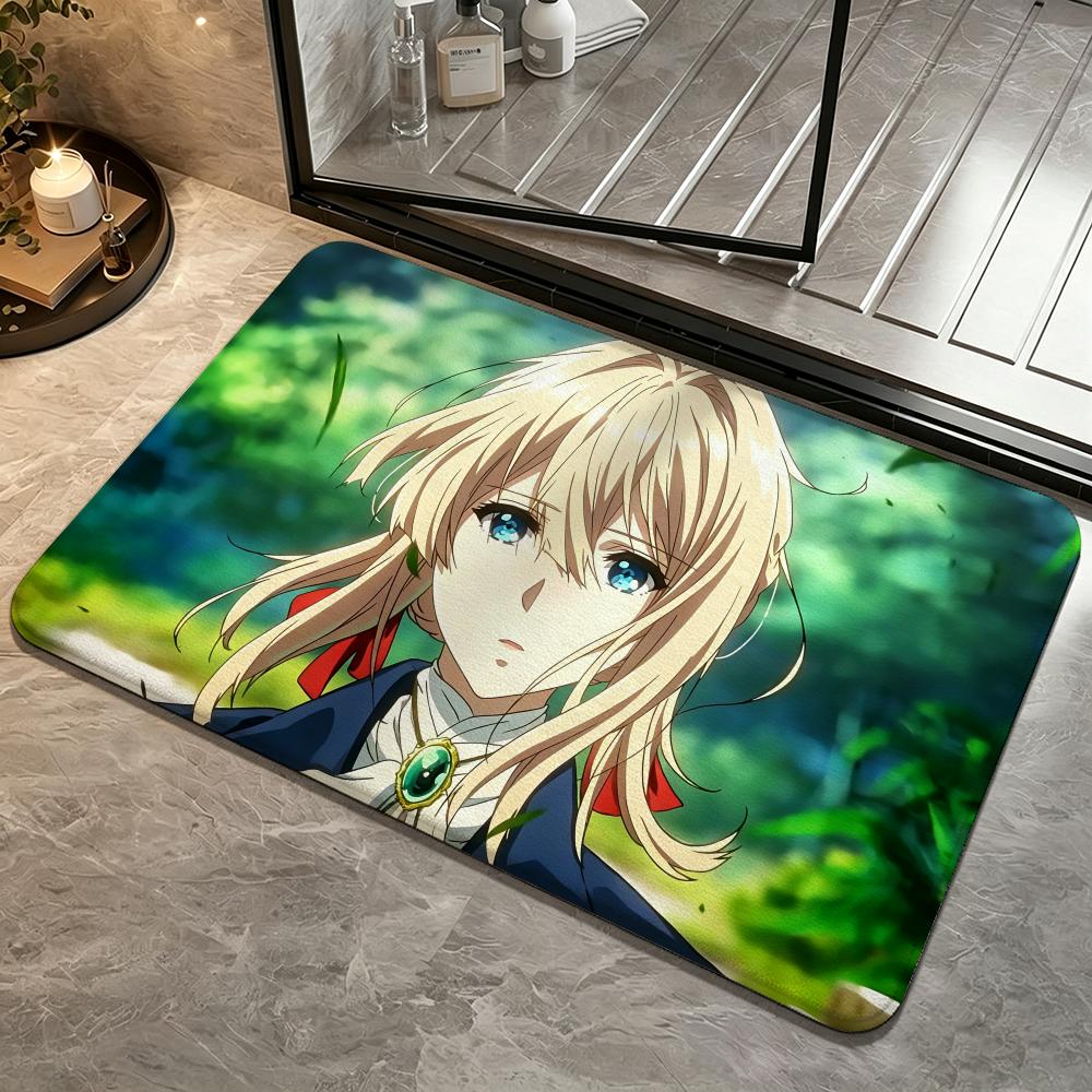 Anime-Violet EvergardenS Floor Mat Bedroom Carpet, Bathroom Foot Mat, Doormat, Non-Slip Absorbent Multi-Use
