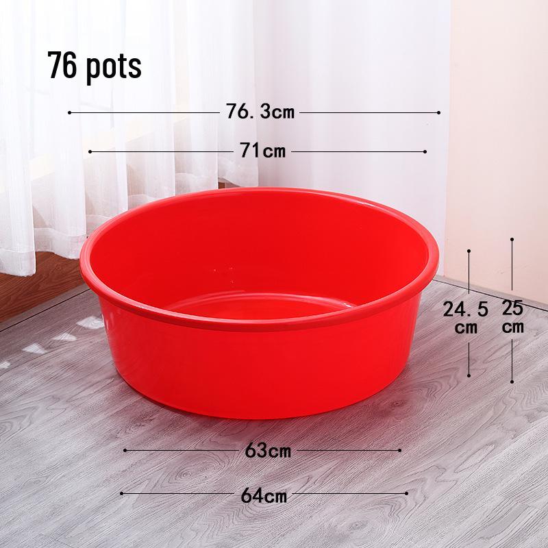 Extra Thick Red Plastic Washbasin - Large Round Household Basin