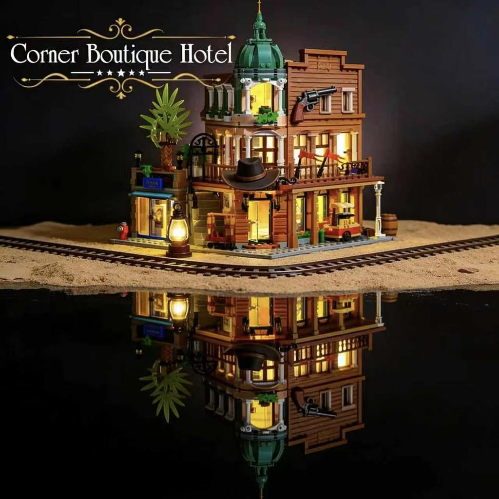 1365 Teile Charmantes Eck-Boutique-Hotel Baustein-Set ein Perfektes Geschenk für Heimdekorations-Enthusiasten und Baustein-Enthusiasten