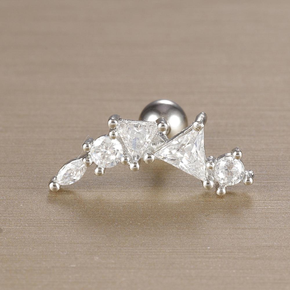 1 Stück 316L Edelstahl Geometrie Ohrstecker Für Frauen Mode Stern Mond Lappen Daith Helix Knorpel Ohrring Piercing Zirkon