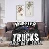 Monster Trucks Are My Jam Plush Blanket Girls Boys  Flannel Throw Blanket For Couch Chair Warm Custom Quality Bedspread Gift