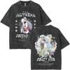 Washed Vintage Anime Inuyasha Graphic Print Tshirt Men Women Casual Oversized Cotton T Shirts Mens Retro Cartoon Streetwear
