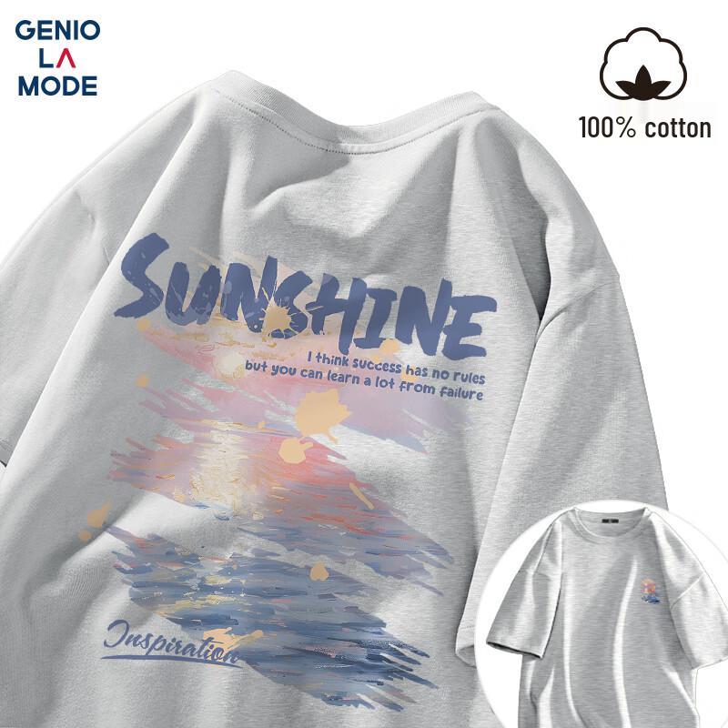 GENIOLAMODE Pánské ležérní tričko s krátkým rukávem z čisté bavlny